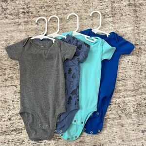 Baby Boys 12M Rompers in blue and gray! Great shape, hardly worn!